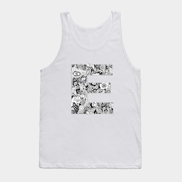 Floral Letter E Tank Top by HayleyLaurenDesign